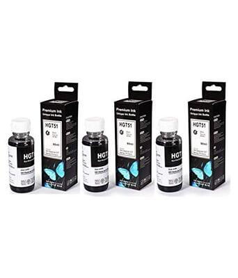 Compatible Ink for HP GT Series 310 315 319 419 5810 5820 5821 Ink Tank Printer (Cap Easy to Use Just Insert & It Will Automatically Fill/Shut) 3 Black Bottle 90ml