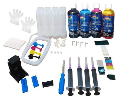 CISS with 100ML X 4 Ink (CMYK) with All Accessories Compatible for GO_CAN Printers