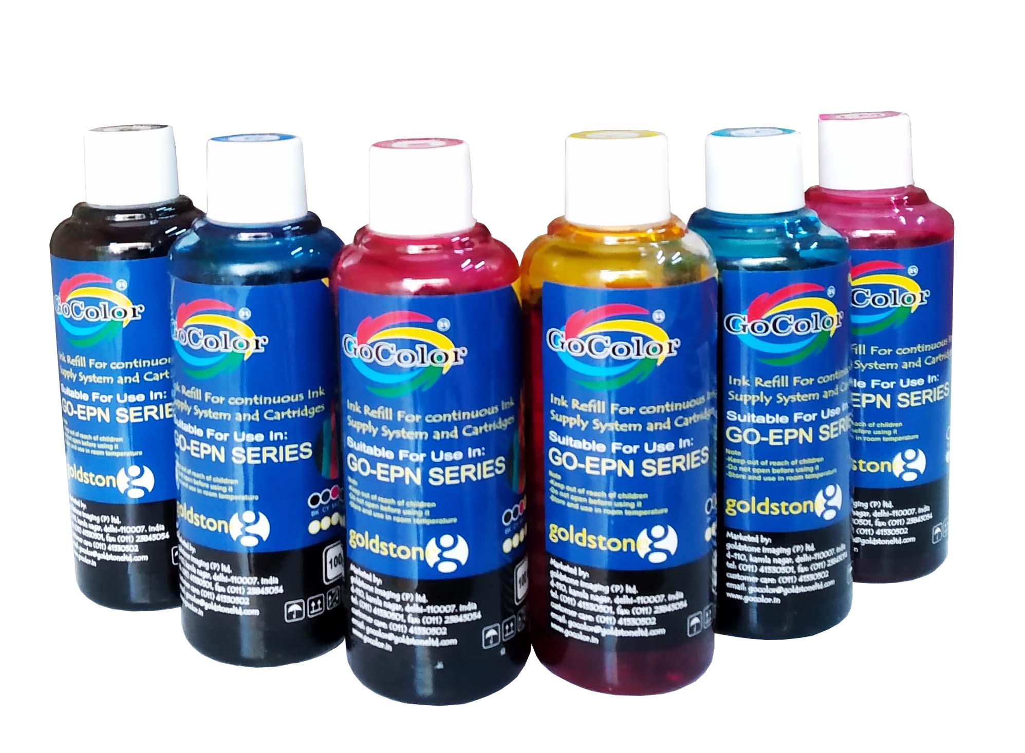 GoColor Korean Quality Epson Compatible Inkjet Refill Ink 100 ml x 6 Colours with Syringe & Napkin