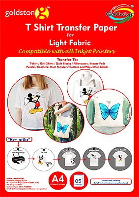 T Shirt Transfer Inkjet Photo Paper for Light Fabrics A4/5 Sheets