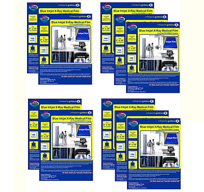 8"x10" Inkjet Medical Blue Film Waterproof X100 Sheet Pack_ 280 GSM/210 Micron-10 packets