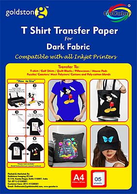 Tshirt Transfer Inkjet Photo Paper Dark Fabrics A4 x 5 Sheets (Make Custom T-Shirts at Home! As Simple as 1-2-3) (Dark)