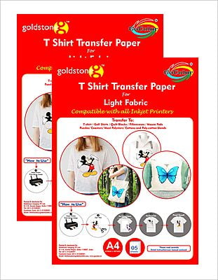 T Shirt Transfer Inkjet Photo Paper for Light Fabrics A4/10 Sheets 2 PACKETS OF 5 SHEETS