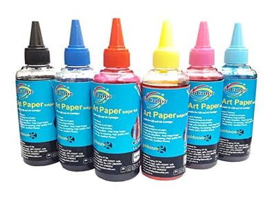 Art Paper Refill Ink 100 ML X 6 Color Bottle for EPSON Printer (Coated and UNCOATED Art & CROMO Paper Printing)