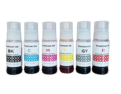 GoColor GI-73 Refill Ink for Canon G570, G670, G550, G650, G620 Printers (All 6 Color BK/C/M/Y/R/GY)