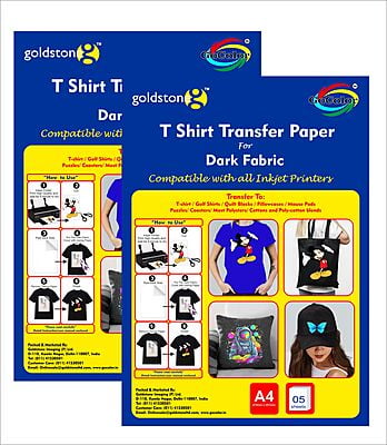Tshirt Transfer Inkjet Photo Paper Dark Fabrics A4 x 10 Sheets (Make Custom T-Shirts at Home! As Simple as 1-2-3) (Dark) 2 PACKETS OF 5 SHEETS