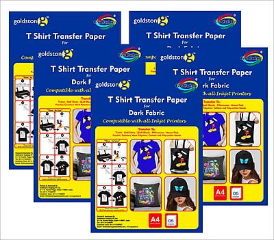 Tshirt Transfer Inkjet Paper Dark Fabrics X 5 Pack Combo (A4Zize 25 Sheet) Make Custom Tshirts at Home! As Simple as 1-2-3
