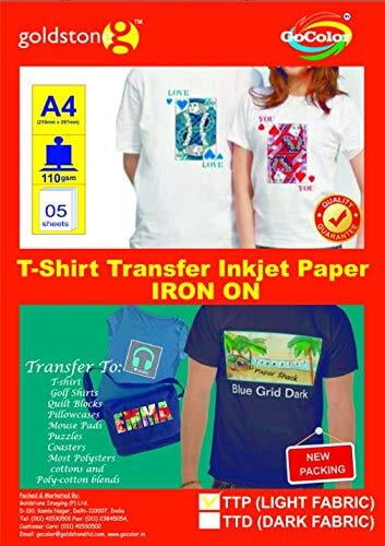 Tshirt Transfer Inkjet Photo Paper Dark Fabrics A4 X 5 Sheets Make 