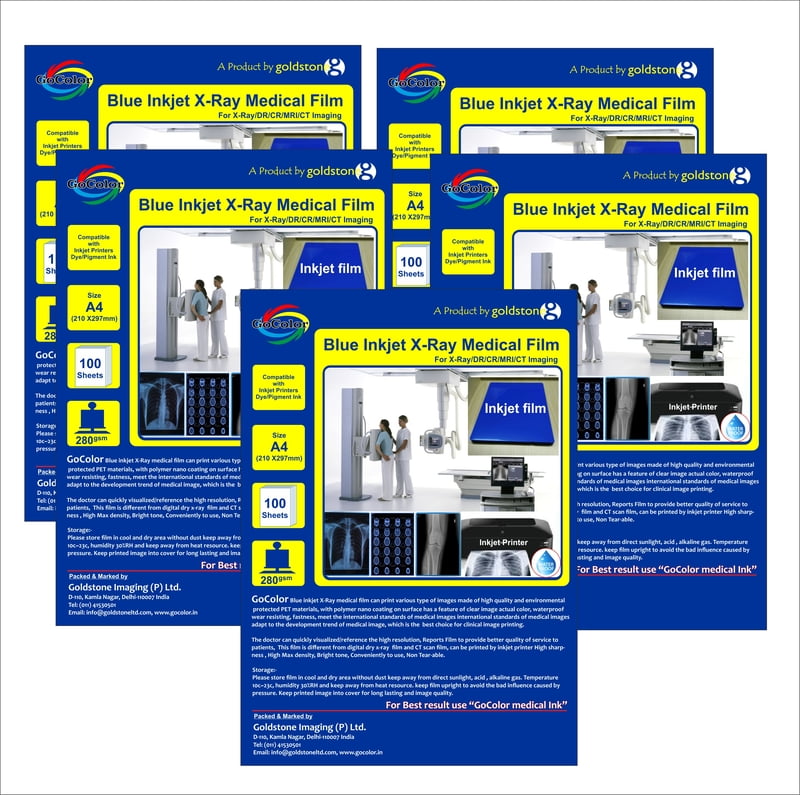 A4 x500 Inkjet Medical Blue Film IMPORTED )(500 Sheets ) 210 micron / 280 gsm