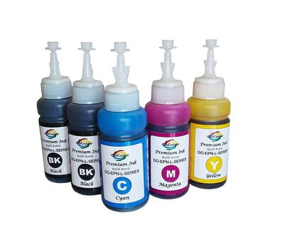 Premium Korean Quality GO_EPN L Series Compatible Inkjet Refill Ink 70 ml x 5 ( BK+BK+C+M+Y)