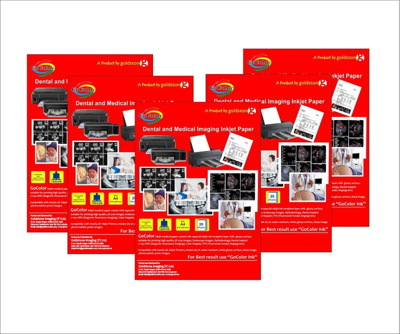 Inkjet Photo Paper for Medical Images, Dental Implant, X Ray MRI, Color Doppler, FFA etc A4 Size 180 GSM 20 Sheet Pack X 5 Pack