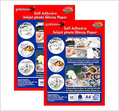 A4 Self Adhesive Inkjet PHOTO Paper  135 Gsm A4(210mm X 297mm) 20SHEET X 2PKT=40 Sheet
