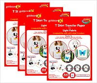 T Shirt Transfer Inkjet Photo Paper for Light Fabrics A4/20 Sheets 4 PACKETS OF 5 SHEETS