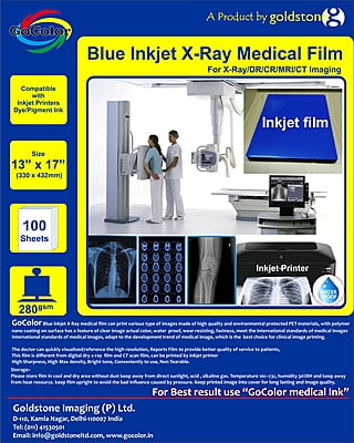 Inkjet Medical Blue Film for X Ray / SIZE 13" 17" X 100 Sheets