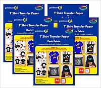 Tshirt Transfer Inkjet Paper Dark Fabrics X 5 Pack Combo (A4Zize 25 Sheet) Make Custom Tshirts at Home! As Simple as 1-2-3